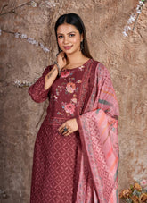 Silk Cotton Maroon Colour Party Wear Salwar Suit